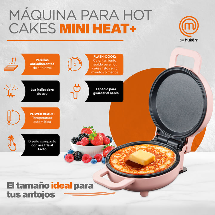 Maquina mini para Hot Cakes | Luz Indicadora | Parrillas antihaderentes | Rosa