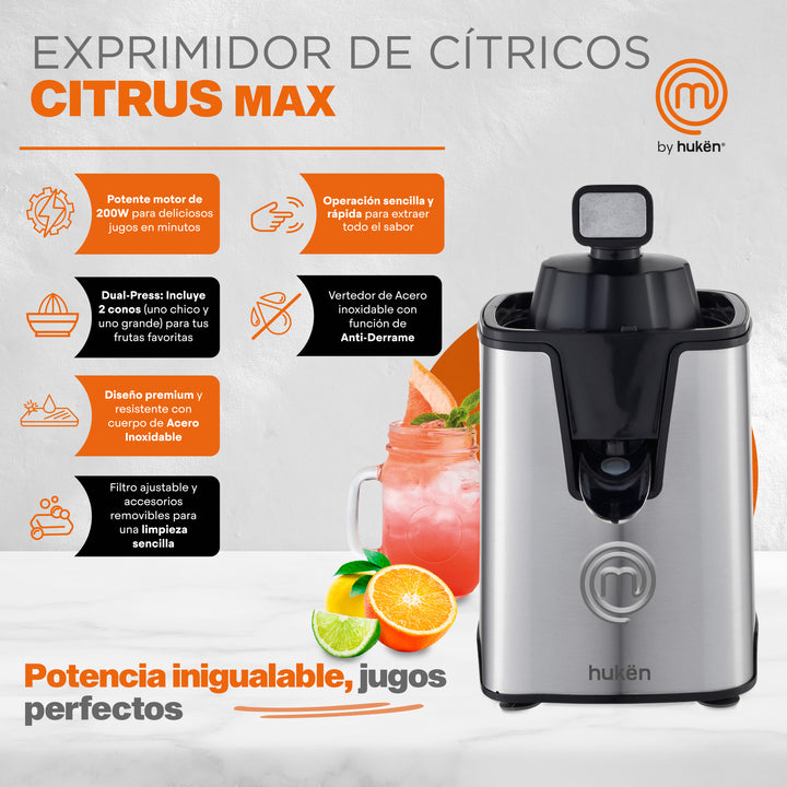 Exprimidor De Cítricos Citrus-Max | Diseño Premium | Acero | MasterChef®