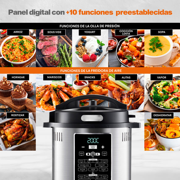 MasterChef® | Multi-cooker | Freidora de Aire | Acero Inoxidable  | 15 Funciones | SmartVent
