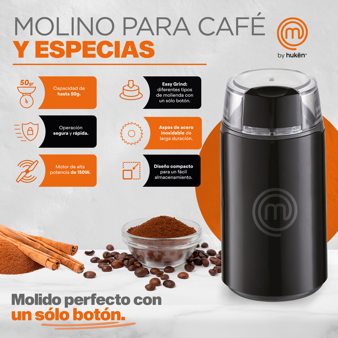 MasterChef® | Molino de Café y Especias Eléctrico | 150W | Negro