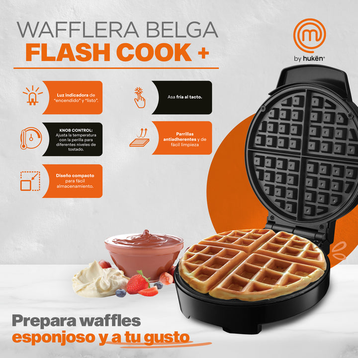 MasterChef® | Wafflera Belga Redonda | Regulador de Temperatura